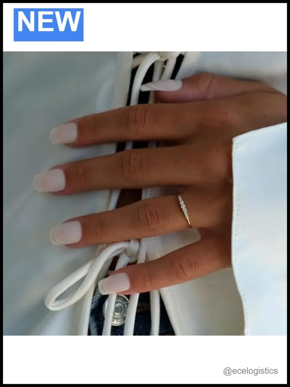 14K Gold Moissanite Ring 7 Stone Pavé Stackable Minimalist Band